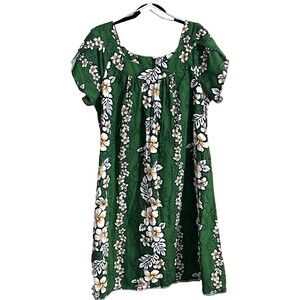Aloha Mo'i Hawaii Women's sz 4X Green Tropical Hawaiian Floral Pattern